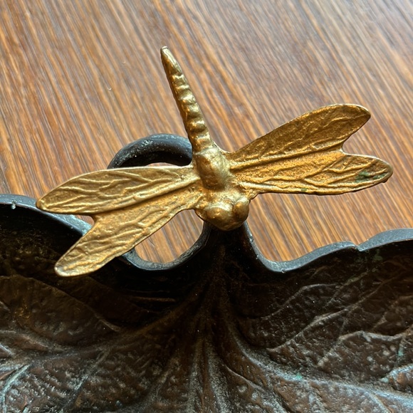 Beautiful Metal Maple Leaf with Dragonfly Perched on Stem - Picture 4 of 4